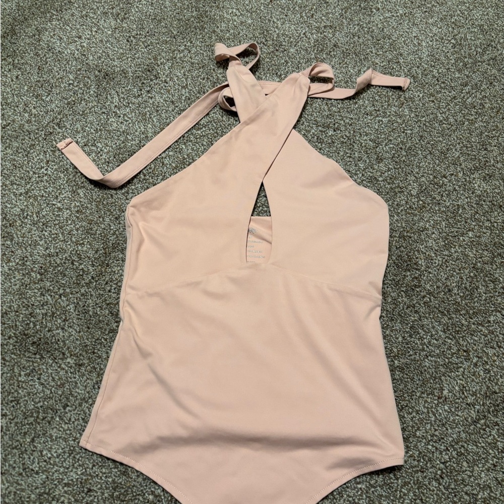Pink bodysuit with cris cross front